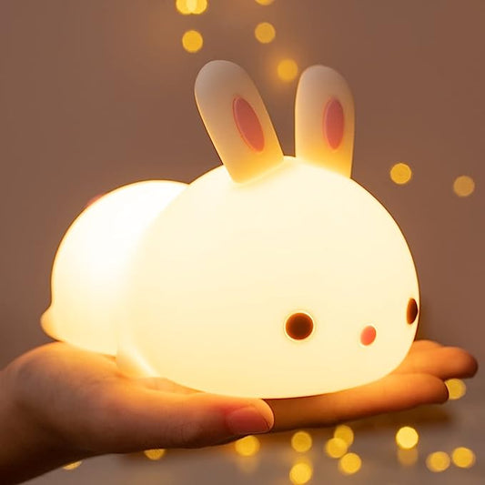 One Fire Niedliche Hasen-Nachtlichter fürs Kinderzimmer, Kawaii-Fernbedienung, 16 Farben, coole Lampen, coole Lichter, dimmbares Kinder-Nachtlicht für Kinder, Tippen für lustige, süße Sachen für Teenager-Mädchen, niedliche LED-Tier-Kinderzimmer-Geschenke