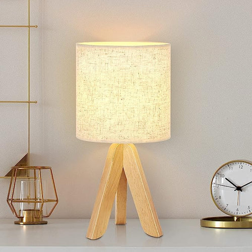 Kleine Tischlampe, süße Kinder-Schreibtischlampe, Nachttischlampe mit Stoffschirm für Kinderzimmer, Arbeitszimmer, Schlafzimmer, Home Office (Leinen)