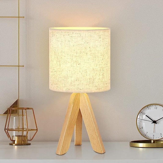 Kleine Tischlampe, süße Kinder-Schreibtischlampe, Nachttischlampe mit Stoffschirm für Kinderzimmer, Arbeitszimmer, Schlafzimmer, Home Office (Leinen)